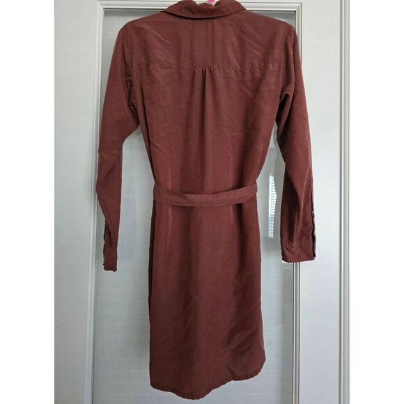 Women's Abercrombie & Fitch Long Sleeve Button Down Mini Shirt Dress Color Rust - Picture 5 of 7